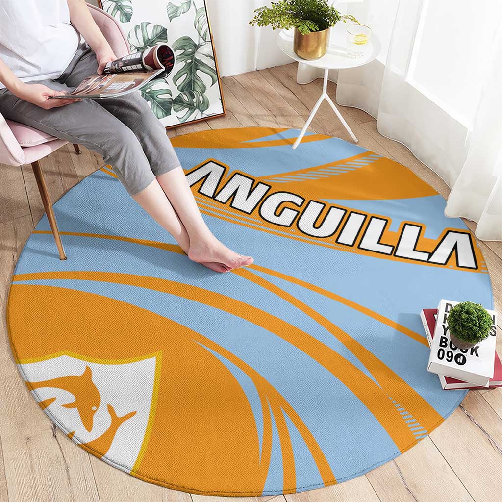 Anguilla Round Carpet Coat Of Arms Cricket Style