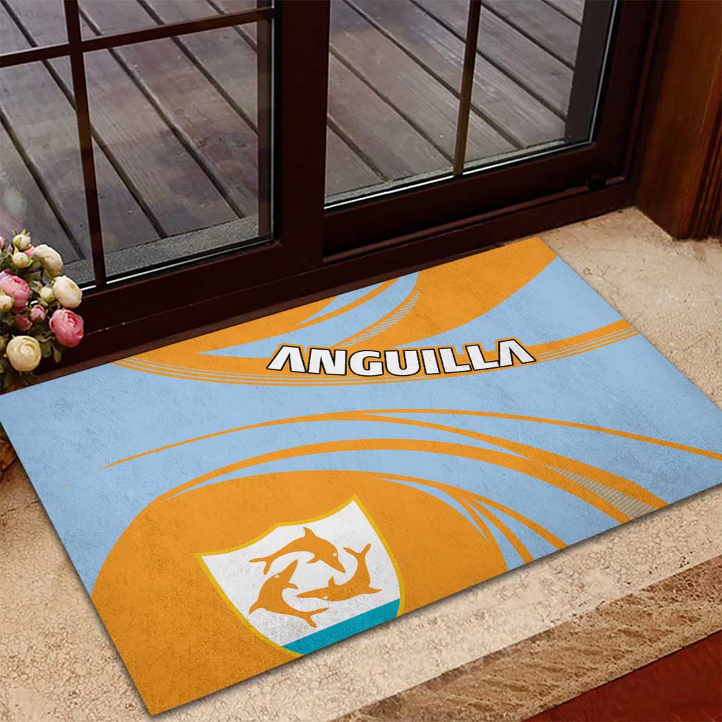 Anguilla Rubber Doormat Coat Of Arms Cricket Style - Wonder Print Shop