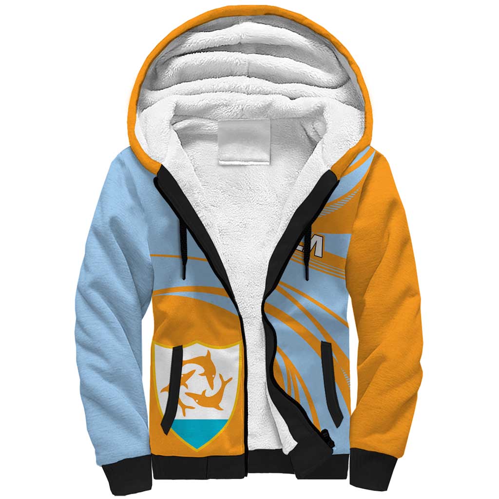 Anguilla Sherpa Hoodie Coat Of Arms Cricket Style - Wonder Print Shop