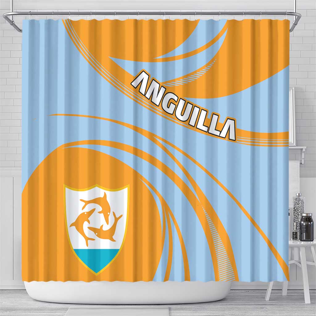 Anguilla Shower Curtain Coat Of Arms Cricket Style