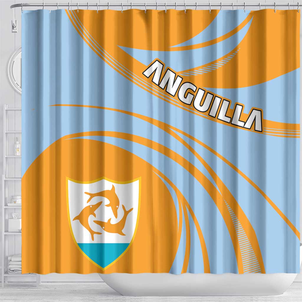 Anguilla Shower Curtain Coat Of Arms Cricket Style