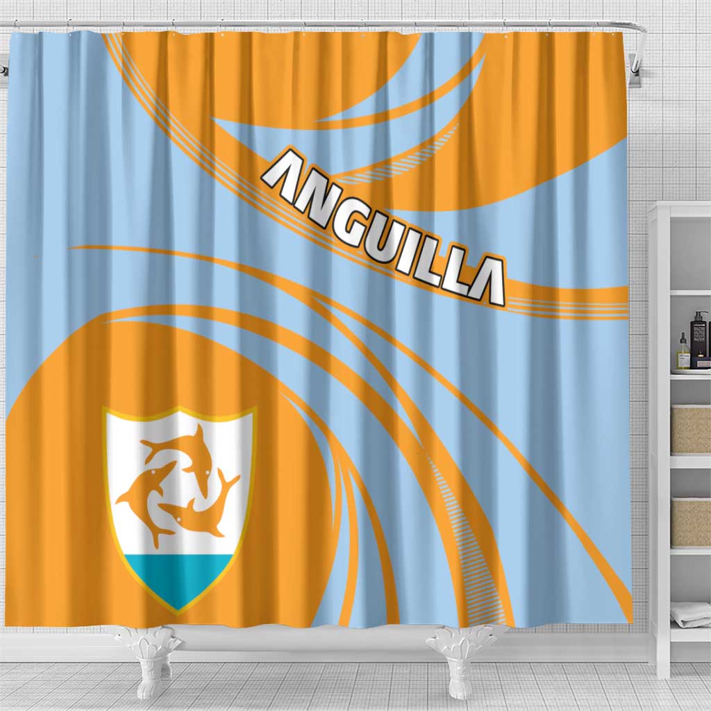 Anguilla Shower Curtain Coat Of Arms Cricket Style