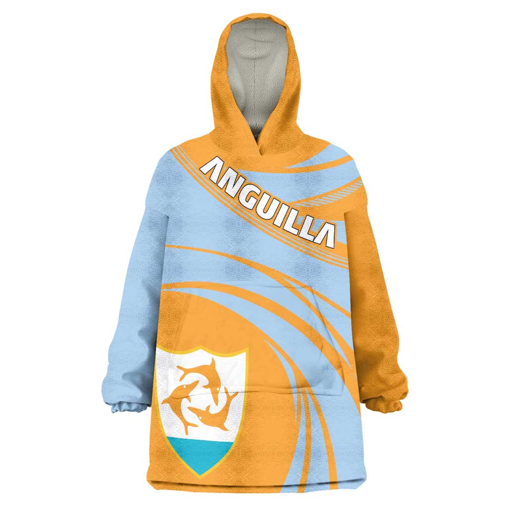 Anguilla Wearable Blanket Hoodie Coat Of Arms Cricket Style - Wonder Print Shop