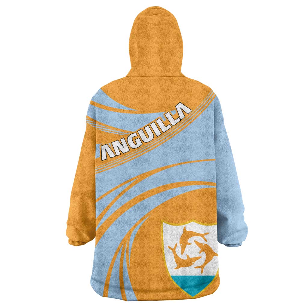 Anguilla Wearable Blanket Hoodie Coat Of Arms Cricket Style - Wonder Print Shop