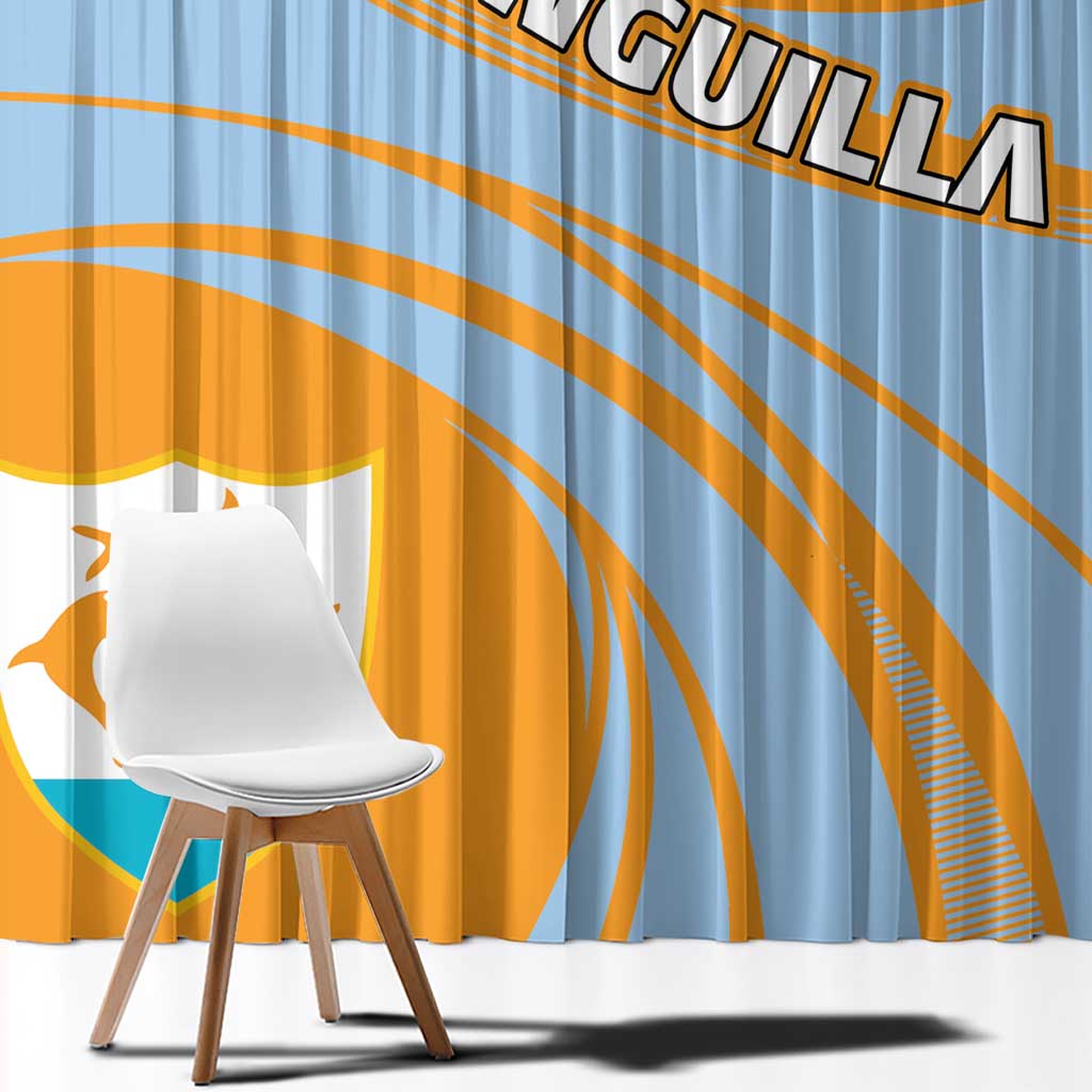 Anguilla Window Curtain Coat Of Arms Cricket Style - Wonder Print Shop