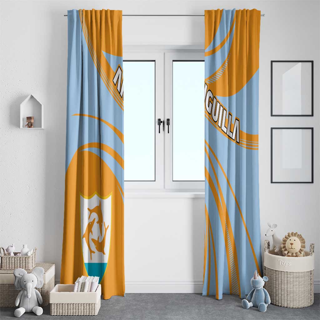 Anguilla Window Curtain Coat Of Arms Cricket Style - Wonder Print Shop