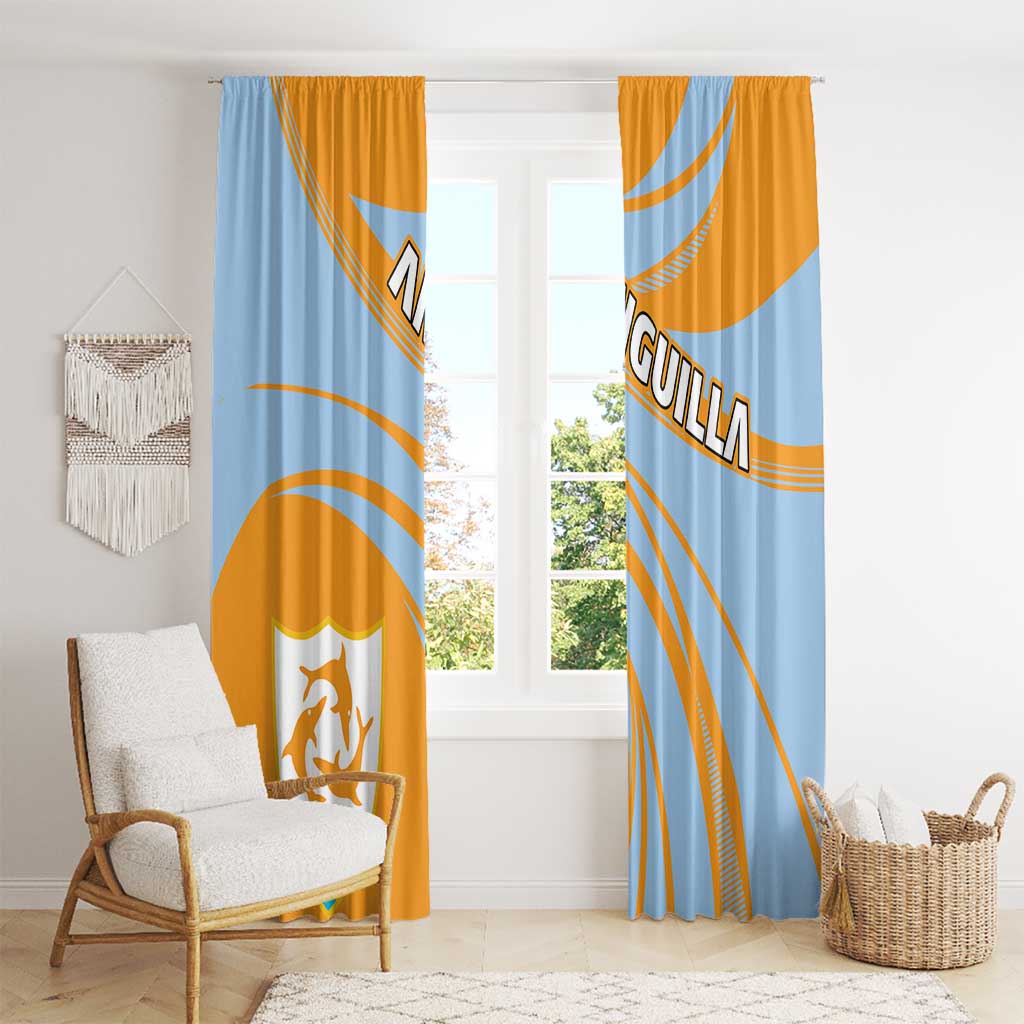 Anguilla Window Curtain Coat Of Arms Cricket Style - Wonder Print Shop