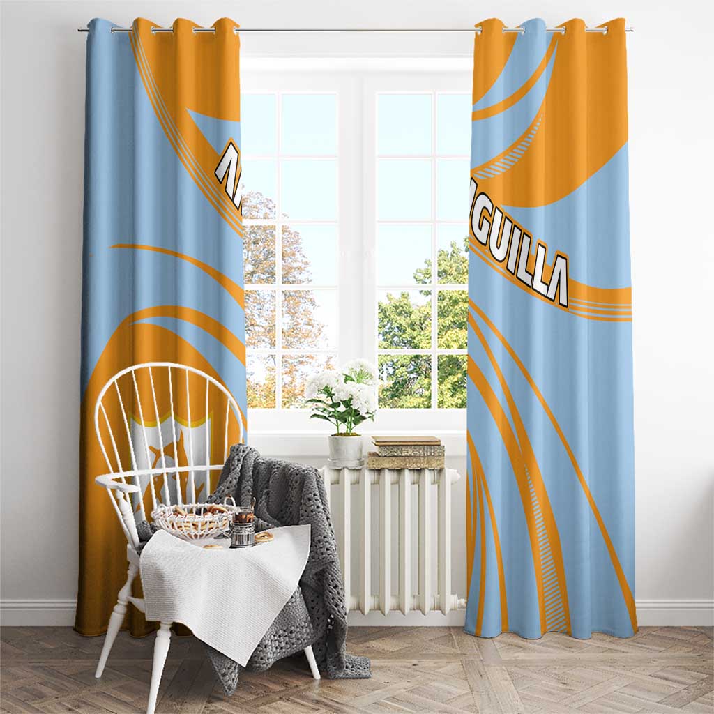 Anguilla Window Curtain Coat Of Arms Cricket Style - Wonder Print Shop