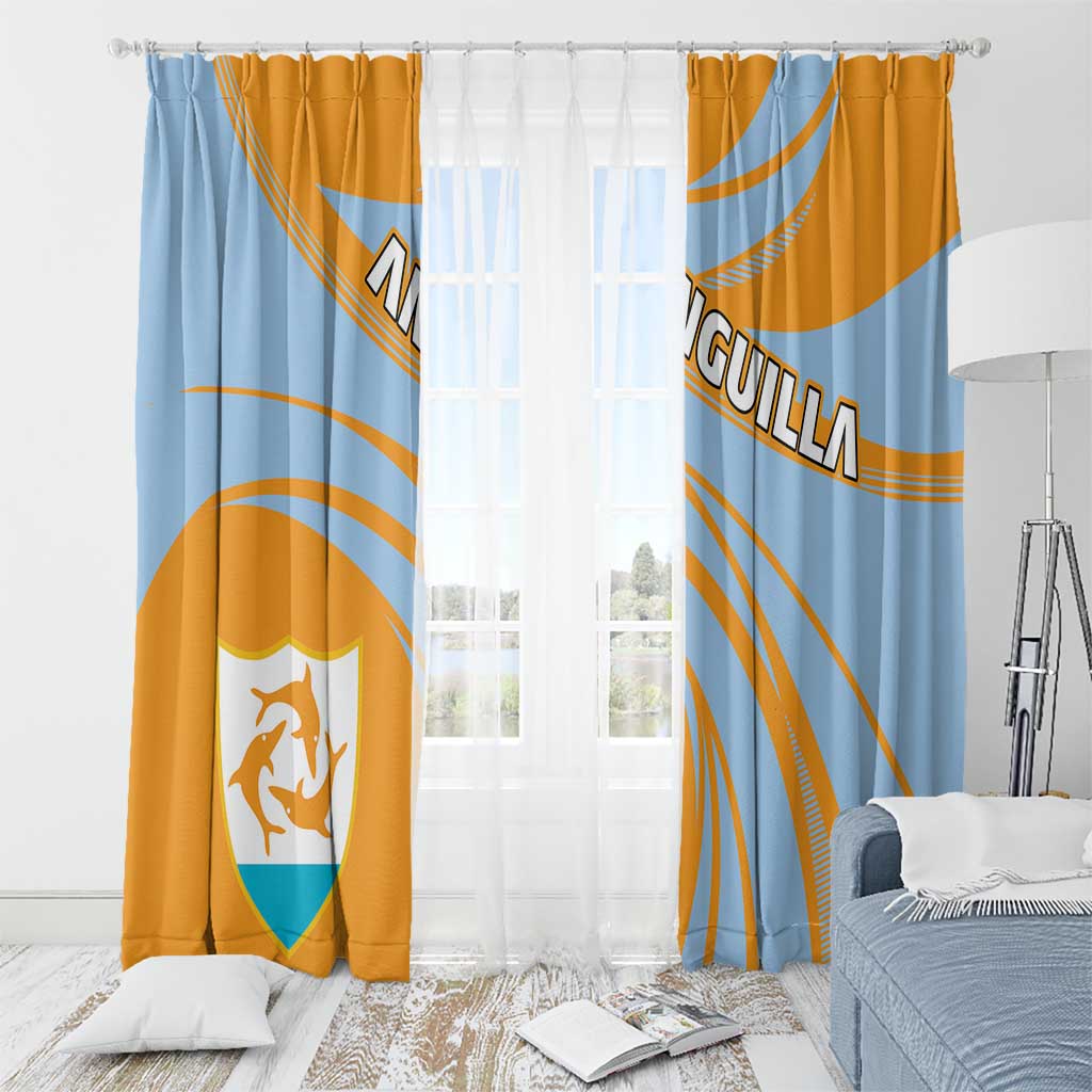 Anguilla Window Curtain Coat Of Arms Cricket Style - Wonder Print Shop