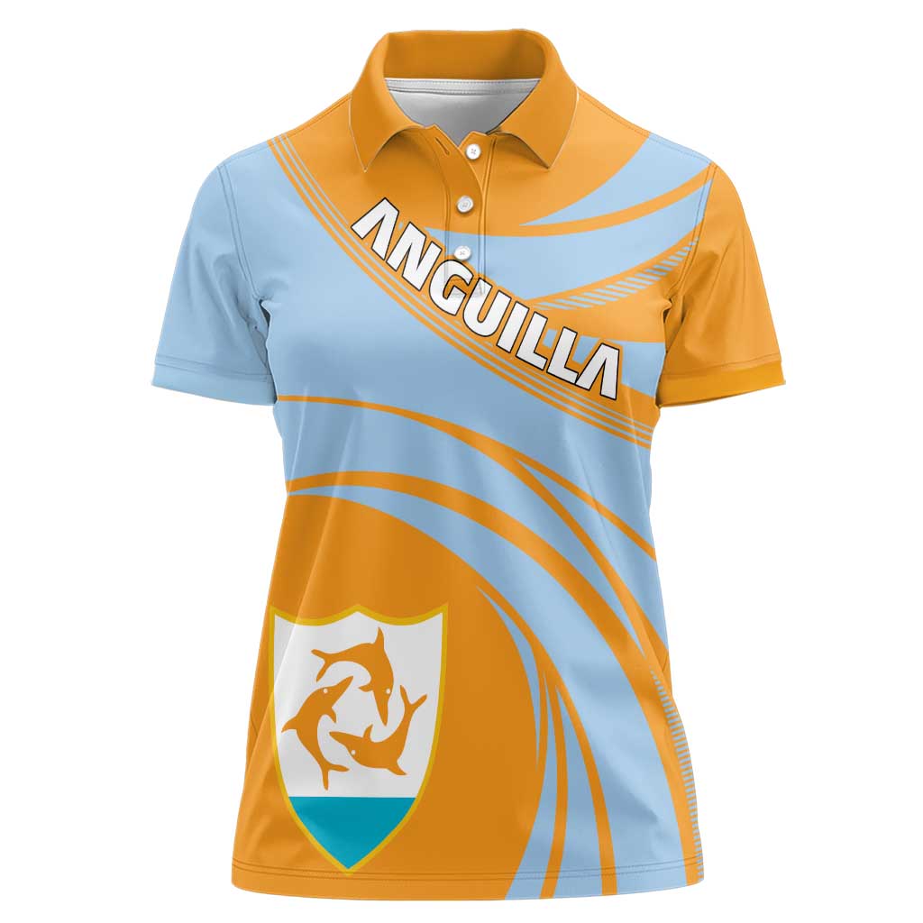 Anguilla Women Polo Shirt Coat Of Arms Cricket Style - Wonder Print Shop
