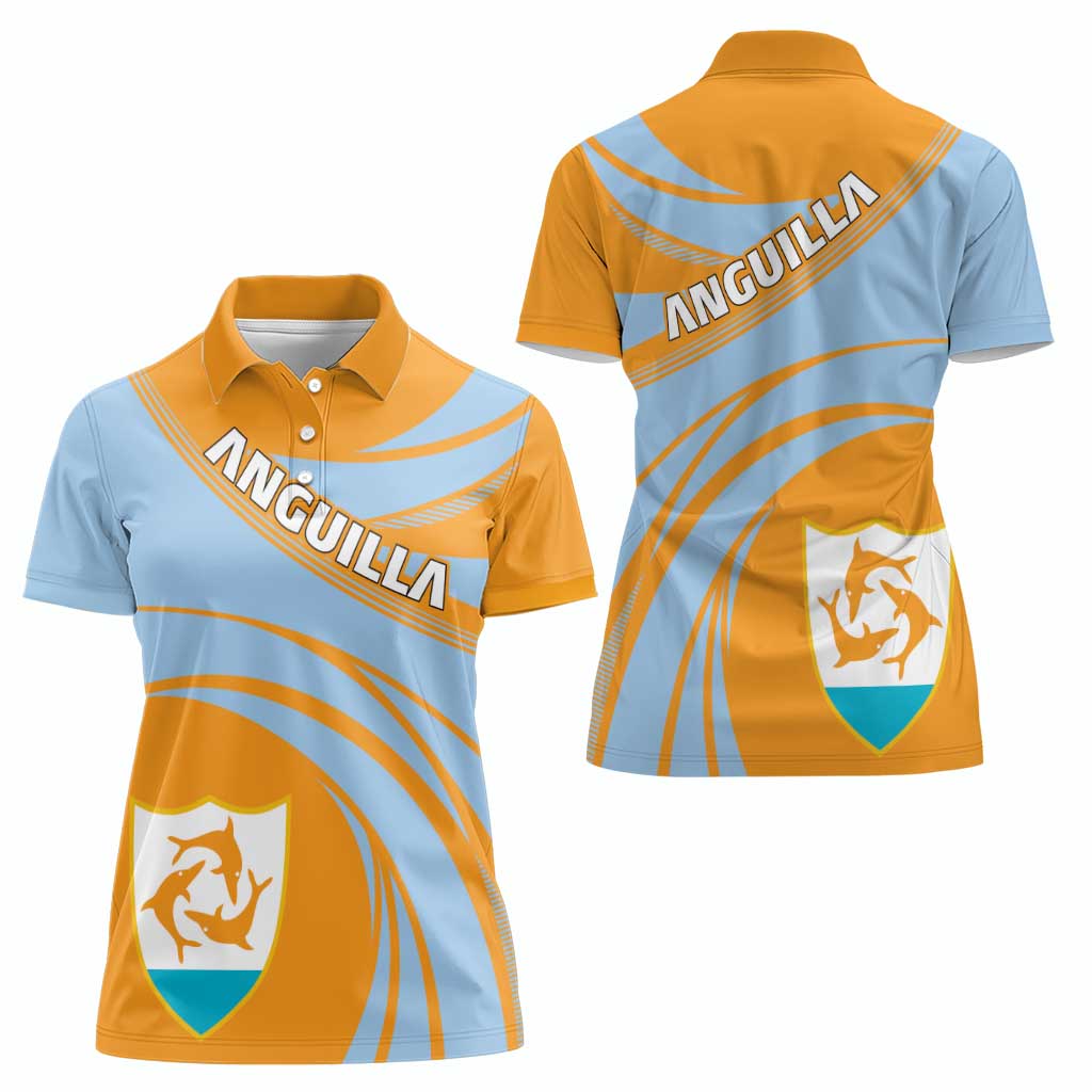 Anguilla Women Polo Shirt Coat Of Arms Cricket Style - Wonder Print Shop