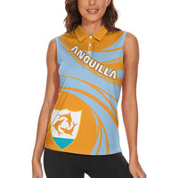 Anguilla Women Sleeveless Polo Shirt Coat Of Arms Cricket Style - Wonder Print Shop