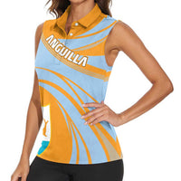 Anguilla Women Sleeveless Polo Shirt Coat Of Arms Cricket Style - Wonder Print Shop