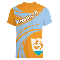 Anguilla Women V-Neck T-Shirt Coat Of Arms Cricket Style - Wonder Print Shop