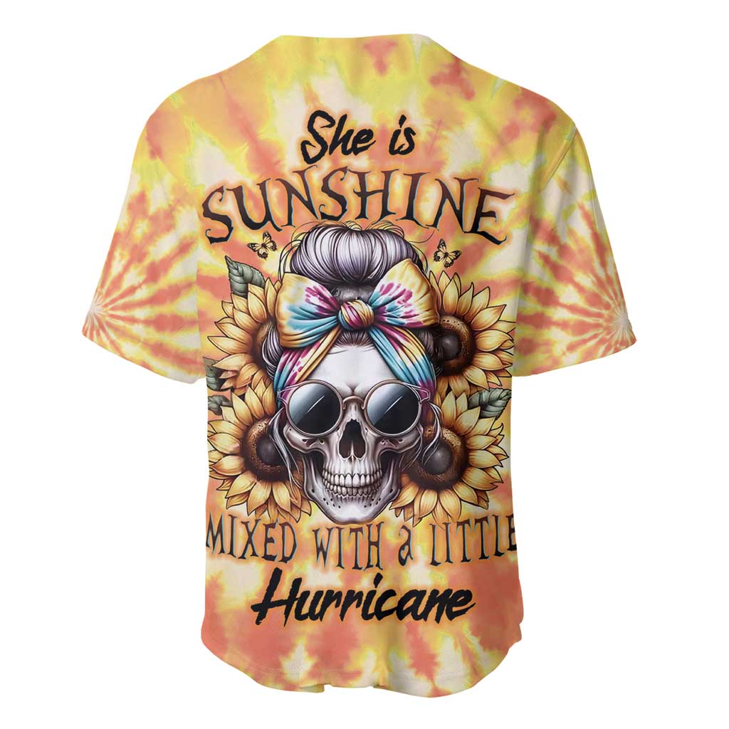 She Is Sunshine Skull Baseball Jersey Tie Dye Yellow - Wonder Print Shop