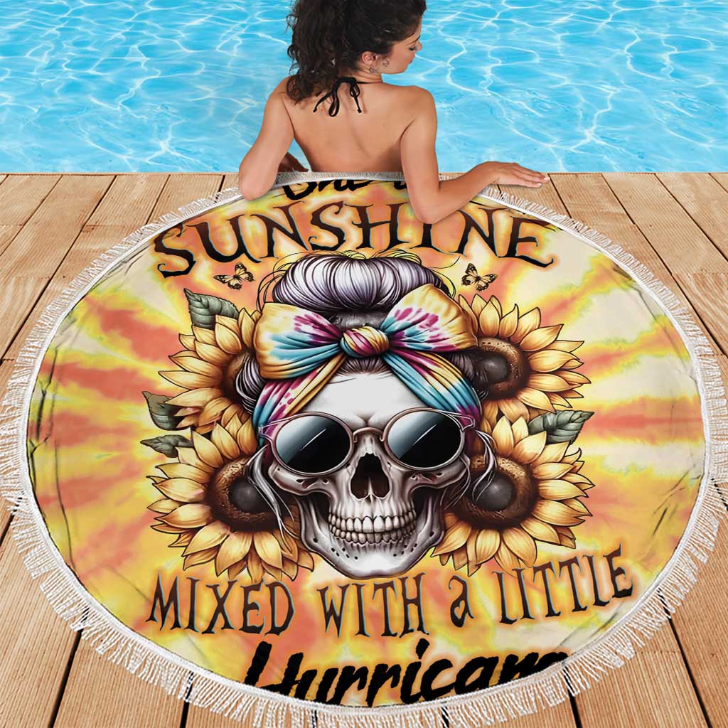She Is Sunshine Skull Beach Blanket Tie Dye Yellow - Wonder Print Shop