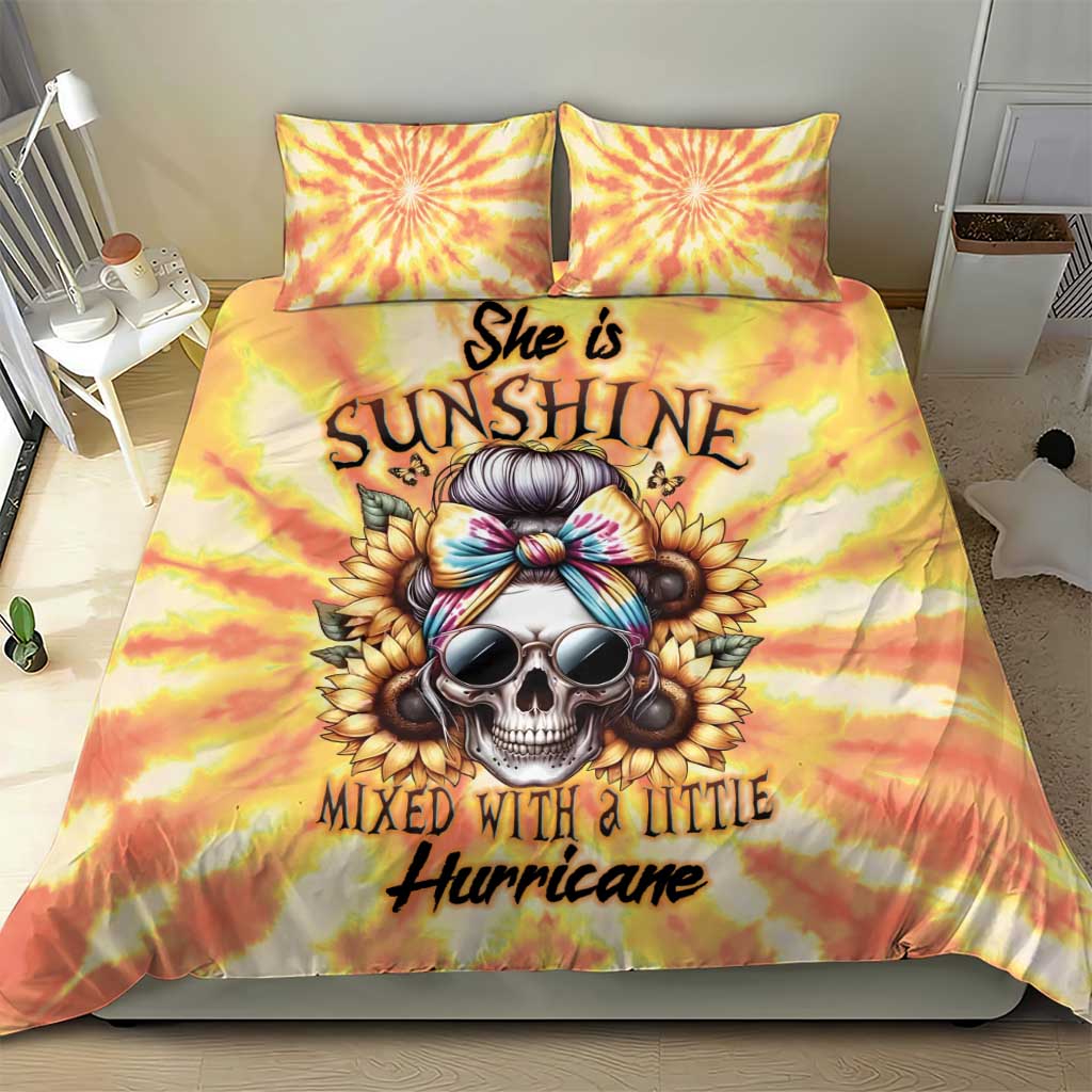 She Is Sunshine Skull Bedding Set Tie Dye Yellow - Wonder Print Shop