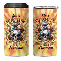 She Is Sunshine Skull 4 in 1 Can Cooler Tumbler Tie Dye Yellow - Wonder Print Shop