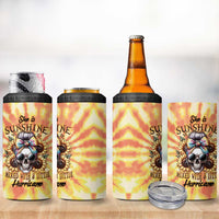 She Is Sunshine Skull 4 in 1 Can Cooler Tumbler Tie Dye Yellow - Wonder Print Shop