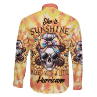 She Is Sunshine Skull Family Matching Off The Shoulder Long Sleeve Dress and Hawaiian Shirt Tie Dye Yellow - Wonder Print Shop