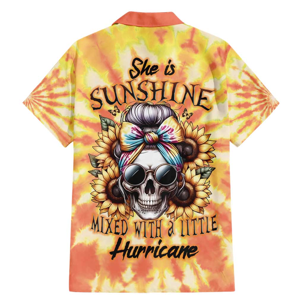 She Is Sunshine Skull Family Matching Short Sleeve Bodycon Dress and Hawaiian Shirt Tie Dye Yellow - Wonder Print Shop
