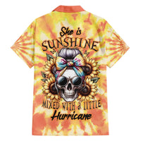 She Is Sunshine Skull Family Matching Short Sleeve Bodycon Dress and Hawaiian Shirt Tie Dye Yellow - Wonder Print Shop