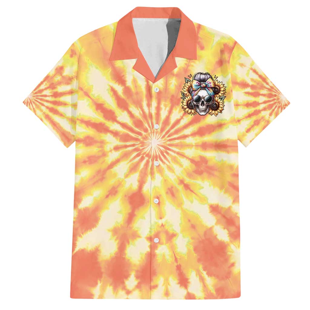She Is Sunshine Skull Family Matching Summer Maxi Dress and Hawaiian Shirt Tie Dye Yellow - Wonder Print Shop