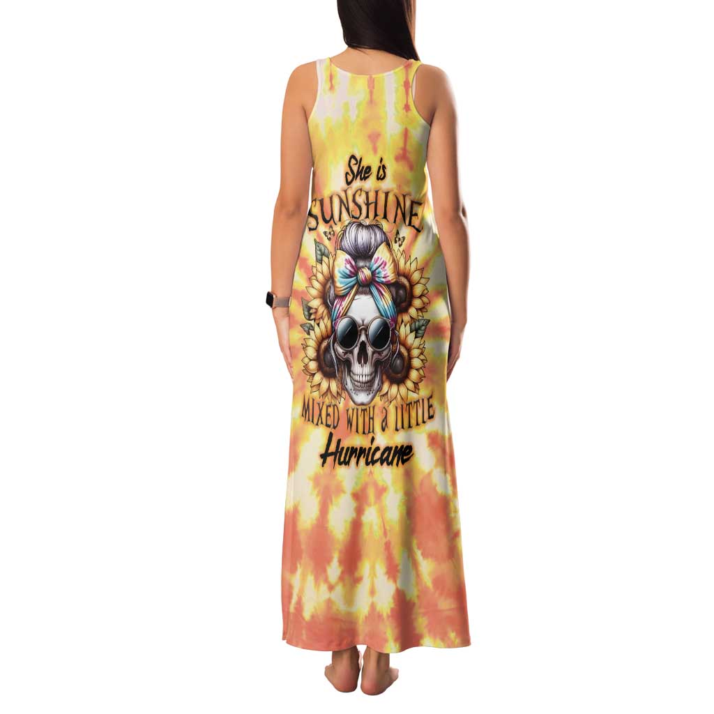 She Is Sunshine Skull Family Matching Tank Maxi Dress and Hawaiian Shirt Tie Dye Yellow - Wonder Print Shop