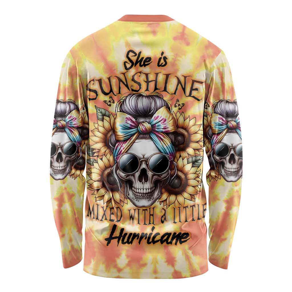 She Is Sunshine Skull Long Sleeve Shirt Tie Dye Yellow - Wonder Print Shop