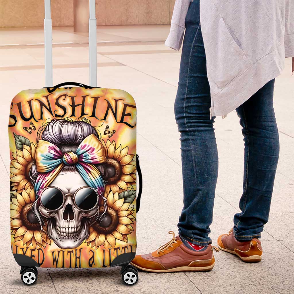 She Is Sunshine Skull Luggage Cover Tie Dye Yellow - Wonder Print Shop