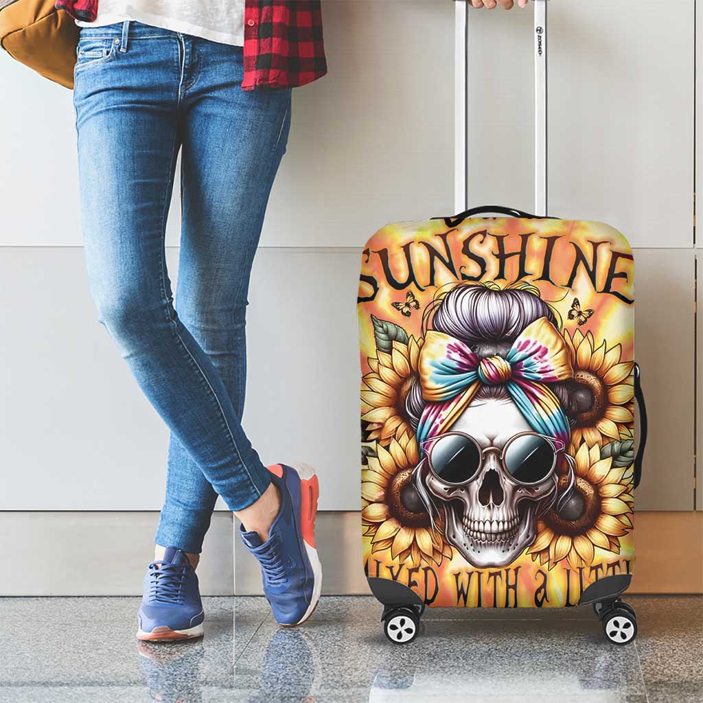 She Is Sunshine Skull Luggage Cover Tie Dye Yellow - Wonder Print Shop