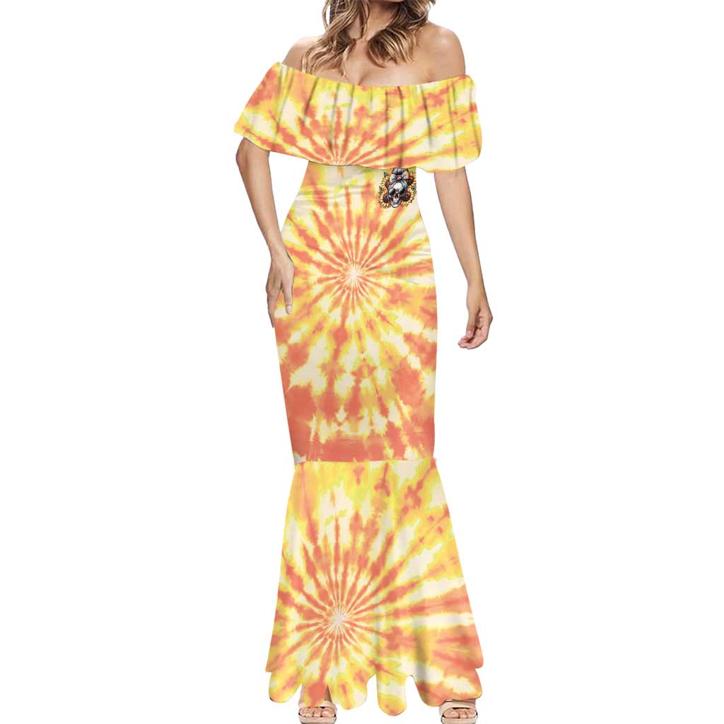 She Is Sunshine Skull Mermaid Dress Tie Dye Yellow - Wonder Print Shop