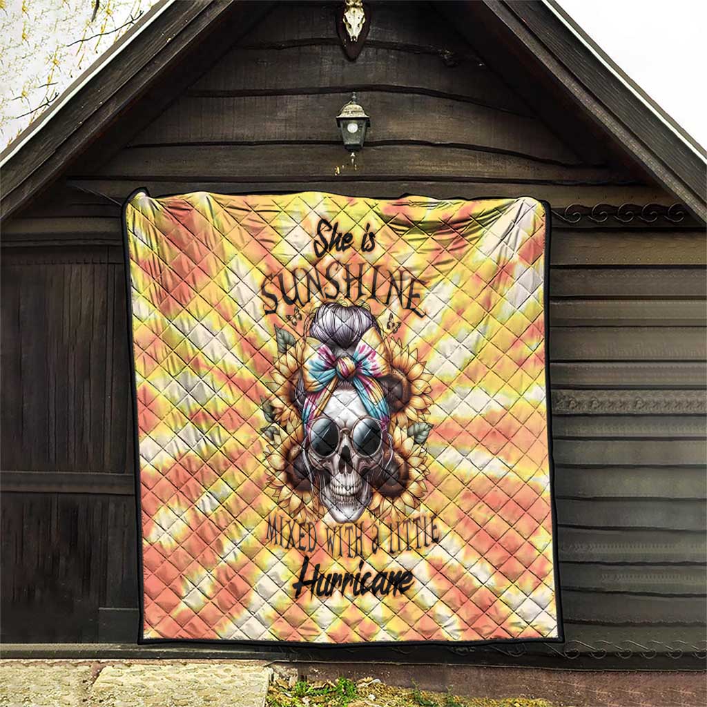 She Is Sunshine Skull Quilt Tie Dye Yellow - Wonder Print Shop