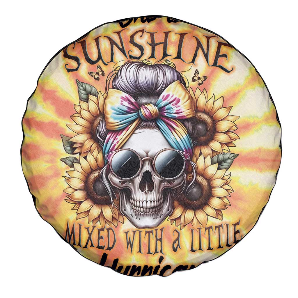 She Is Sunshine Skull Spare Tire Cover Tie Dye Yellow - Wonder Print Shop