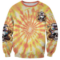 She Is Sunshine Skull Sweatshirt Tie Dye Yellow - Wonder Print Shop