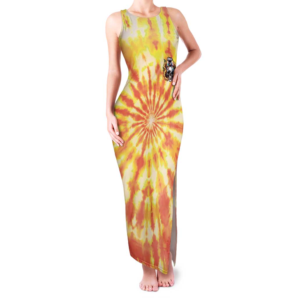 She Is Sunshine Skull Tank Maxi Dress Tie Dye Yellow - Wonder Print Shop
