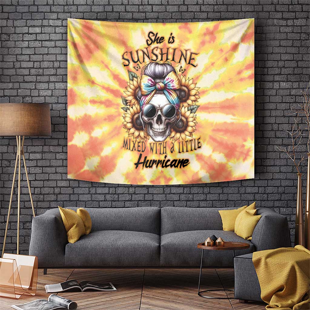She Is Sunshine Skull Tapestry Tie Dye Yellow - Wonder Print Shop