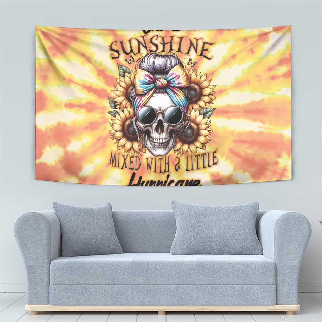 She Is Sunshine Skull Tapestry Tie Dye Yellow - Wonder Print Shop