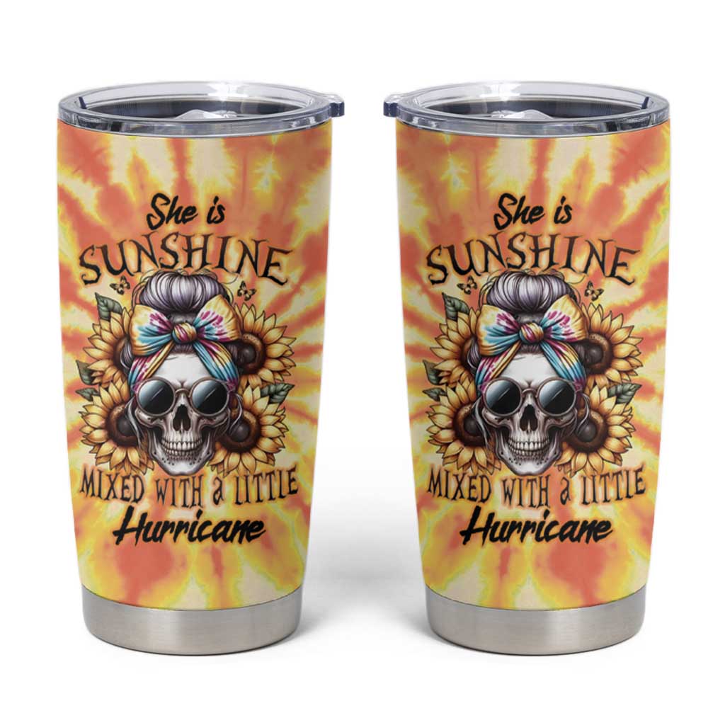 She Is Sunshine Skull Tumbler Cup Tie Dye Yellow - Wonder Print Shop