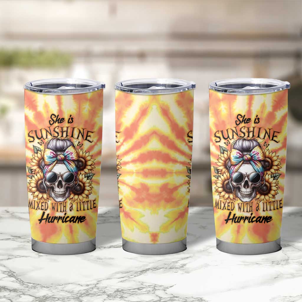 She Is Sunshine Skull Tumbler Cup Tie Dye Yellow - Wonder Print Shop