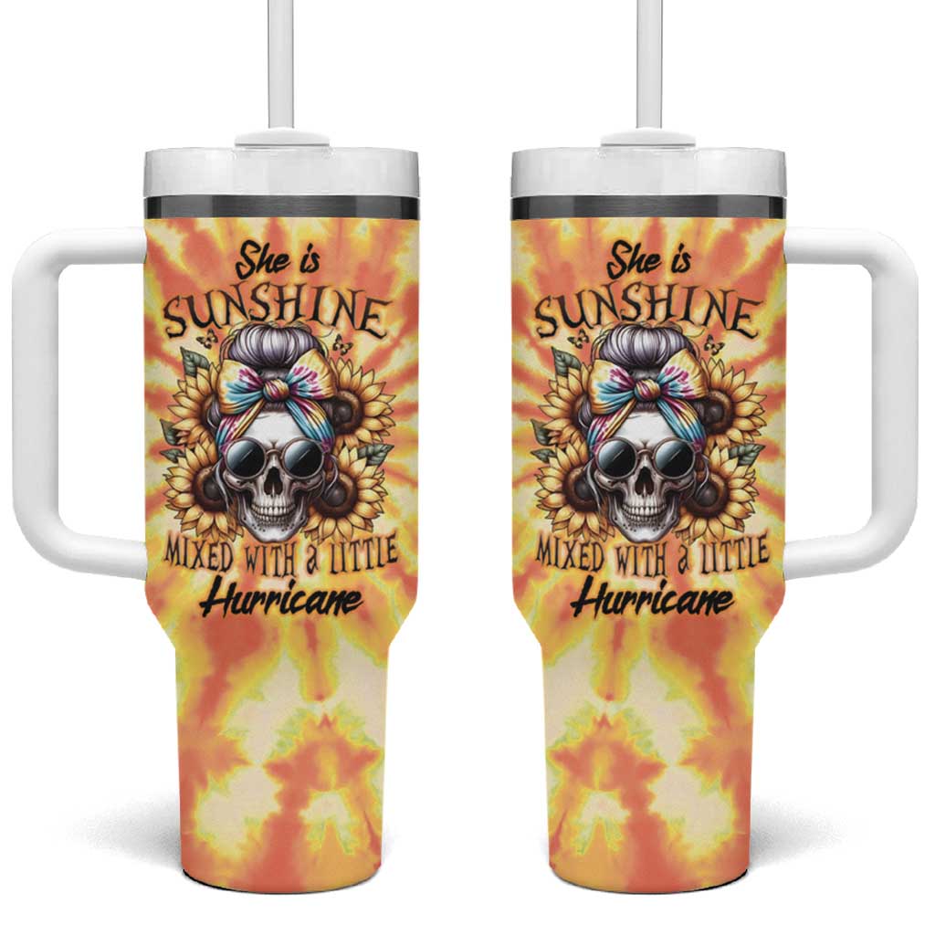 She Is Sunshine Skull Tumbler With Handle Tie Dye Yellow - Wonder Print Shop