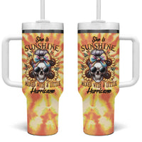 She Is Sunshine Skull Tumbler With Handle Tie Dye Yellow - Wonder Print Shop