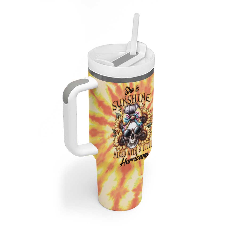 She Is Sunshine Skull Tumbler With Handle Tie Dye Yellow - Wonder Print Shop