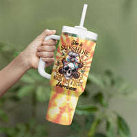 She Is Sunshine Skull Tumbler With Handle Tie Dye Yellow - Wonder Print Shop