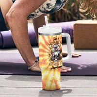 She Is Sunshine Skull Tumbler With Handle Tie Dye Yellow - Wonder Print Shop