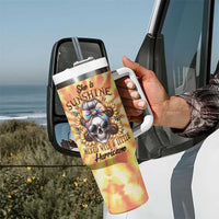 She Is Sunshine Skull Tumbler With Handle Tie Dye Yellow - Wonder Print Shop