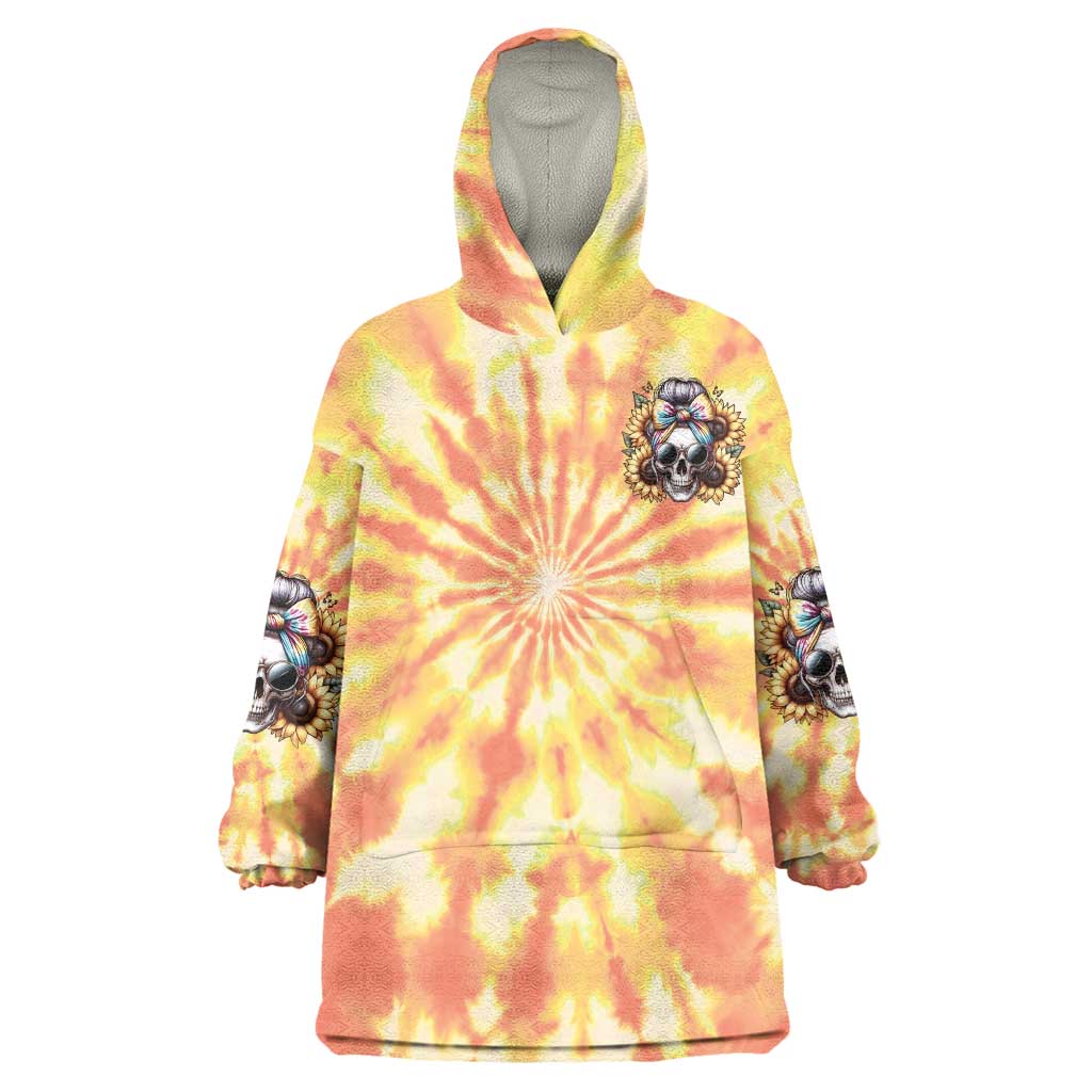 She Is Sunshine Skull Wearable Blanket Hoodie Tie Dye Yellow - Wonder Print Shop