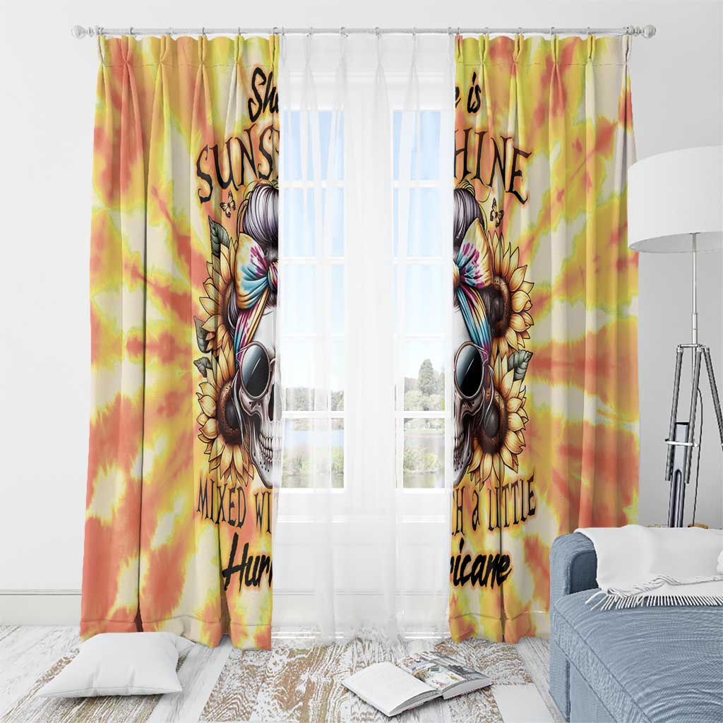 She Is Sunshine Skull Window Curtain Tie Dye Yellow - Wonder Print Shop