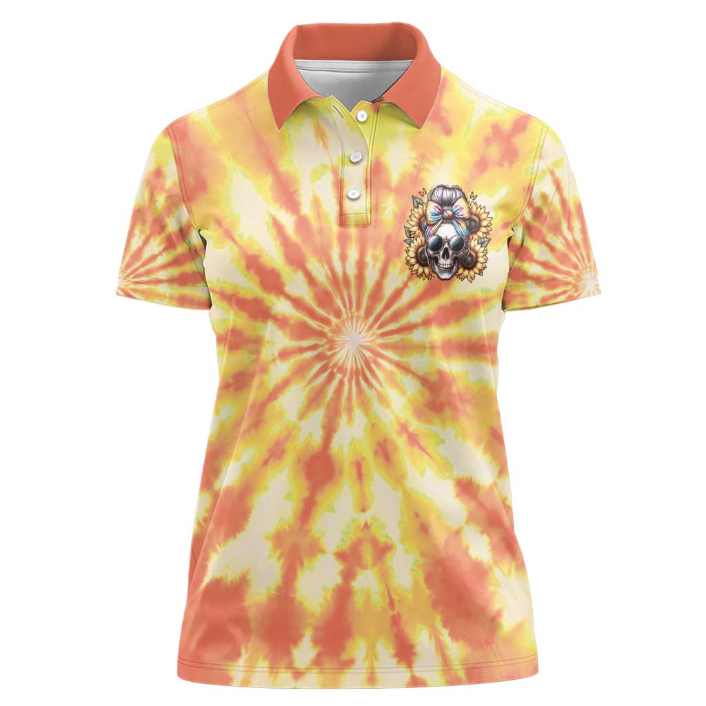 She Is Sunshine Skull Women Polo Shirt Tie Dye Yellow - Wonder Print Shop