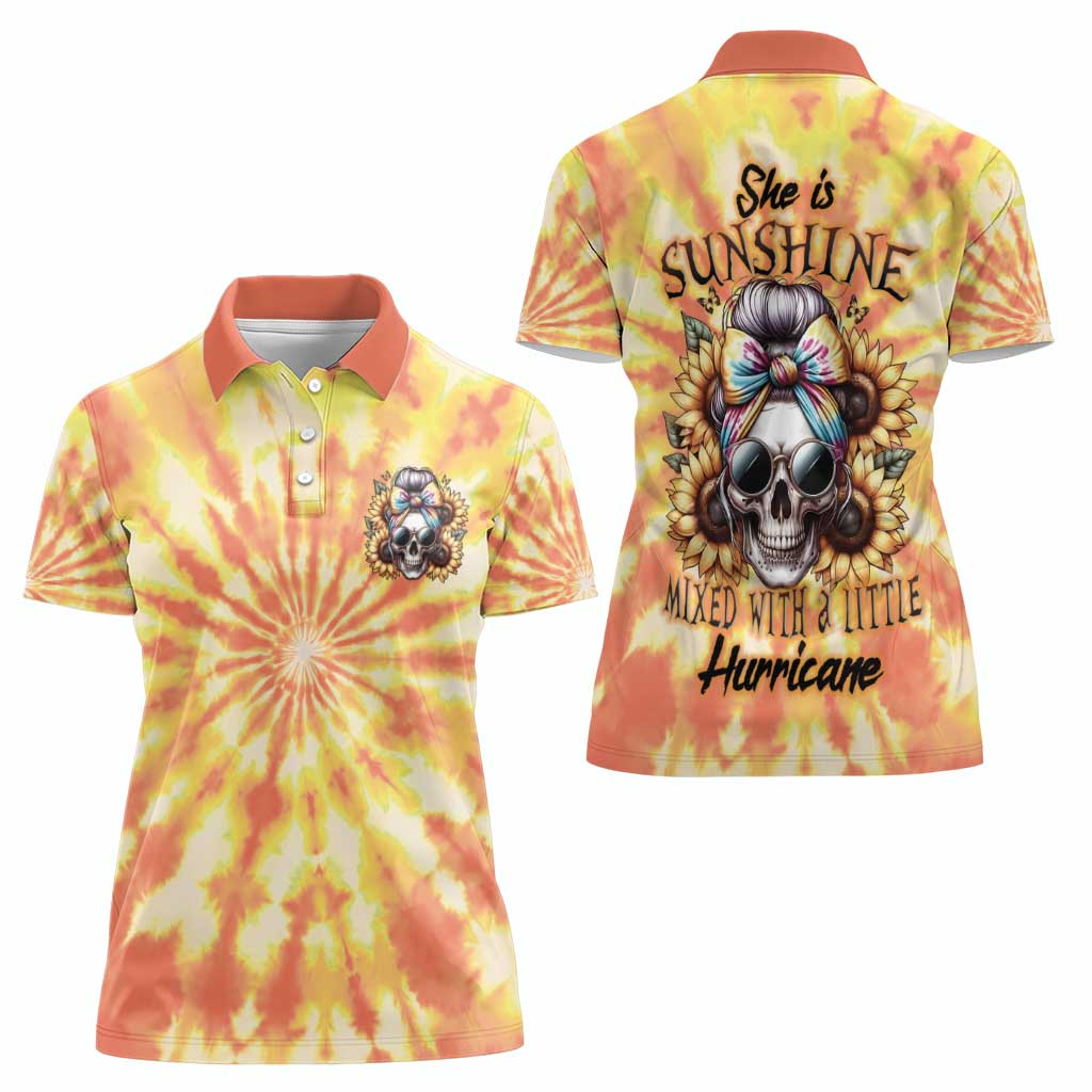 She Is Sunshine Skull Women Polo Shirt Tie Dye Yellow - Wonder Print Shop
